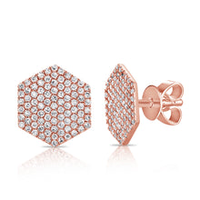 Load image into Gallery viewer, 14k Gold &amp; Diamond Hexagon Stud Earrings