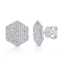 Load image into Gallery viewer, 14k Gold &amp; Diamond Hexagon Stud Earrings
