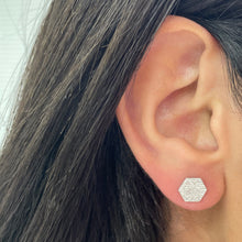 Load image into Gallery viewer, 14k Gold &amp; Diamond Hexagon Stud Earrings