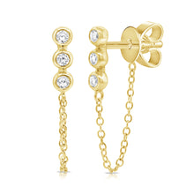 Load image into Gallery viewer, 14k Gold &amp; Diamond Chain Dangle Earrings