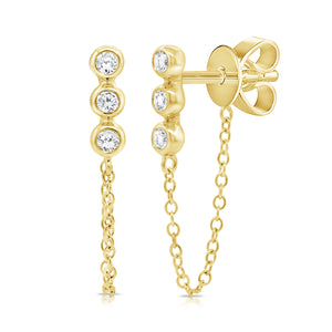14k Gold & Diamond Chain Dangle Earrings
