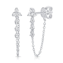 Load image into Gallery viewer, 14k Gold &amp; Diamond Hanging Chain Earrings
