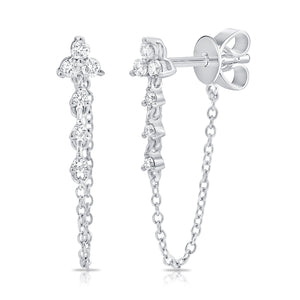 14k Gold & Diamond Hanging Chain Earrings