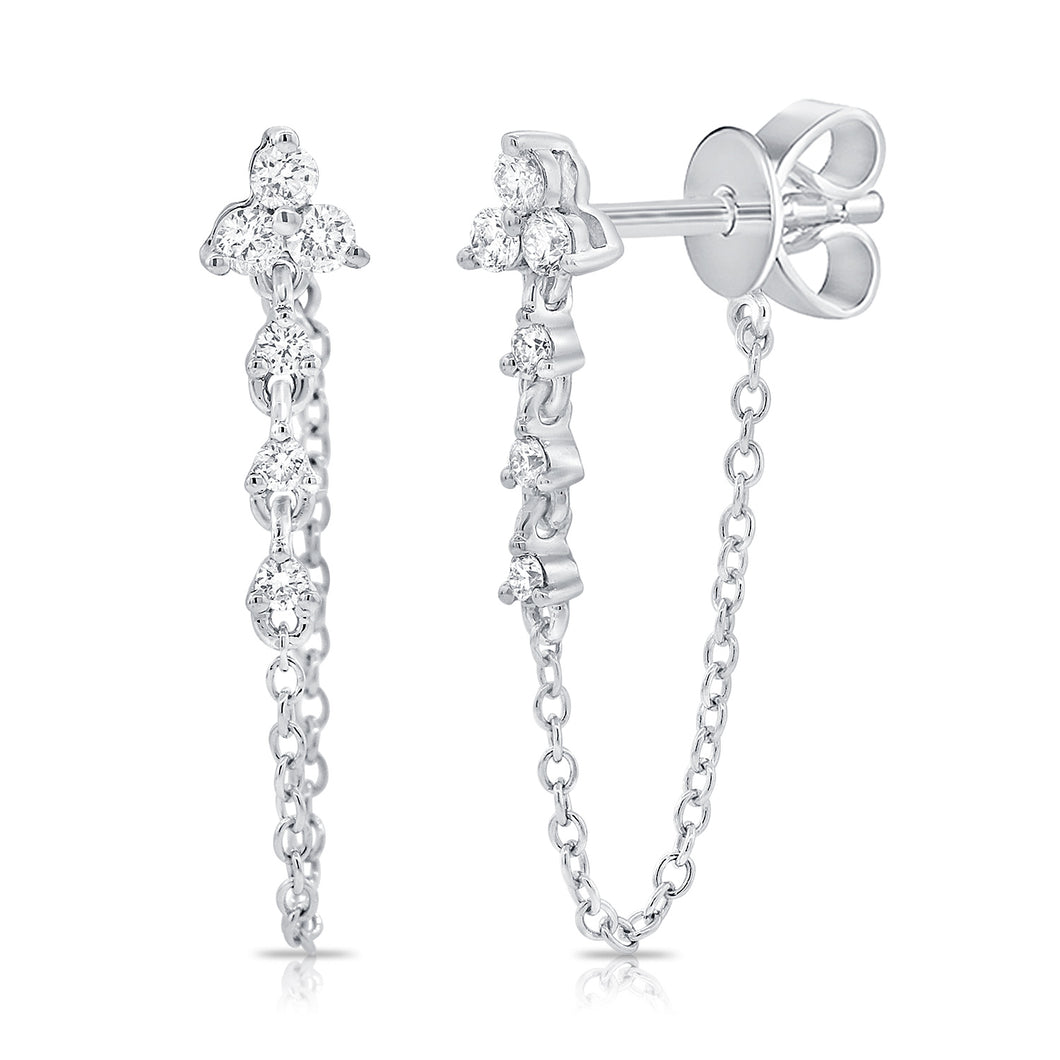 14k Gold & Diamond Hanging Chain Earrings