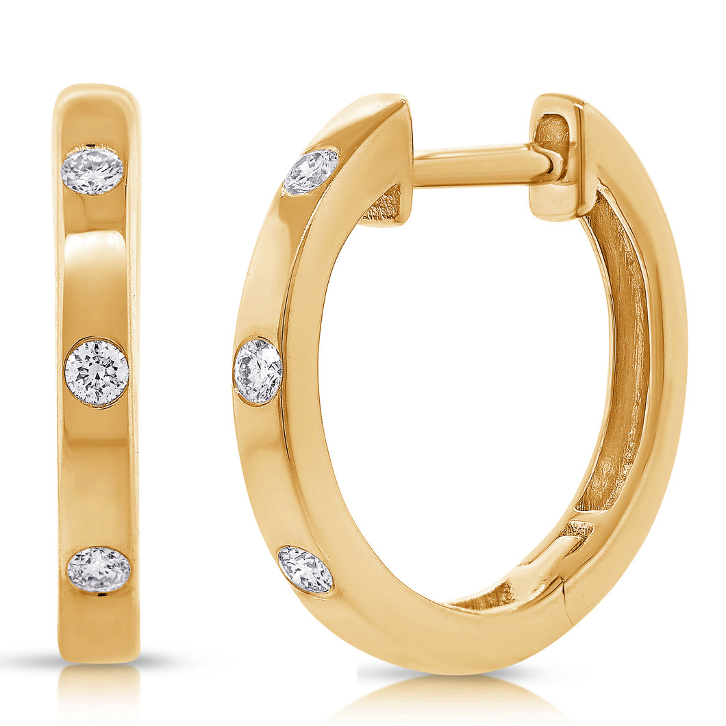 14K Gold & Diamond Huggie Earrings