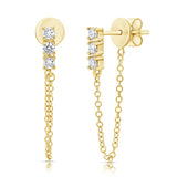 14K Gold & Diamond Chain Dangle Earrings - 0.21ct