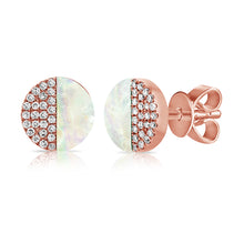 Load image into Gallery viewer, 14K Gold Mother of Pearl &amp; Diamond Stud Earring