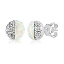 Load image into Gallery viewer, 14K Gold Mother of Pearl &amp; Diamond Stud Earring