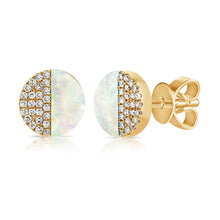 Load image into Gallery viewer, 14K Gold Mother of Pearl &amp; Diamond Stud Earring