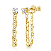 Load image into Gallery viewer, 14K Gold &amp; Diamond Chain Dangle Earrings