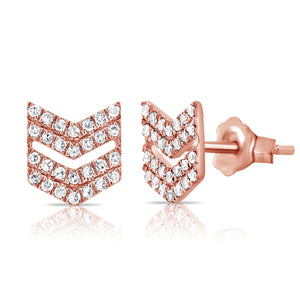 14k Gold & Diamond Double Arrow Stud Earrings