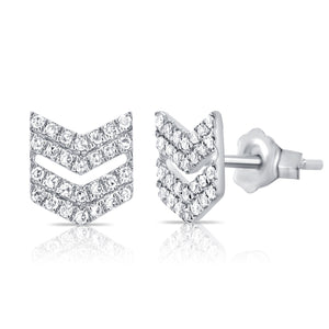 14k Gold & Diamond Double Arrow Stud Earrings