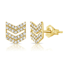 Load image into Gallery viewer, 14k Gold &amp; Diamond Double Arrow Stud Earrings