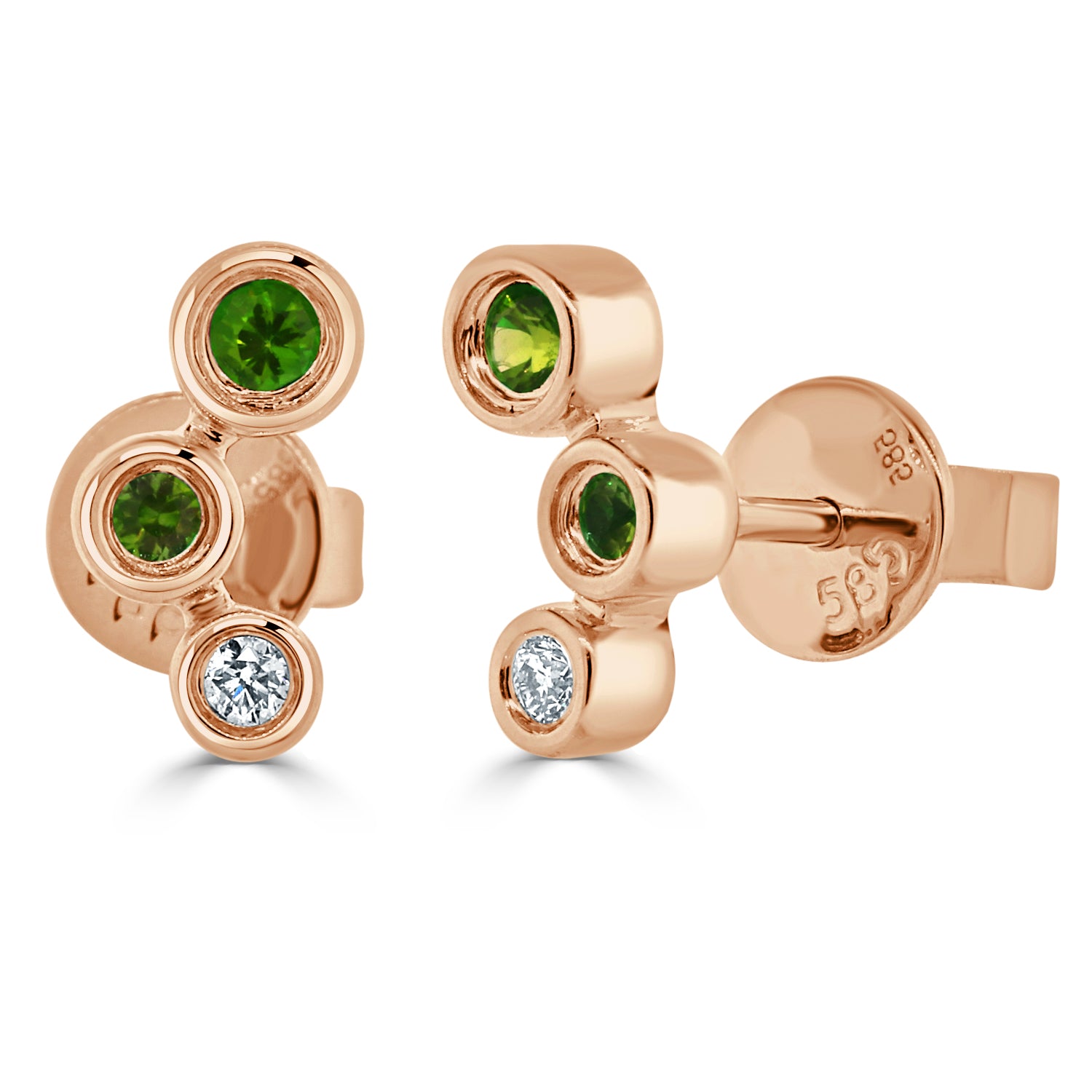 Amazon.com: Three Stone Triangle Pattern Diamond Stud Earrings 14K Rose  Gold 0.42 carat total weight (I,SI2): Clothing, Shoes & Jewelry