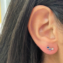Load image into Gallery viewer, 14k Gold Blue Sapphire &amp; Diamond Stud Earrings