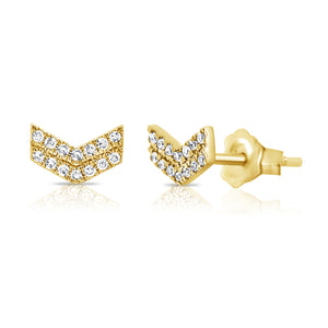 14k Gold & Diamond Arrow Stud Earrings