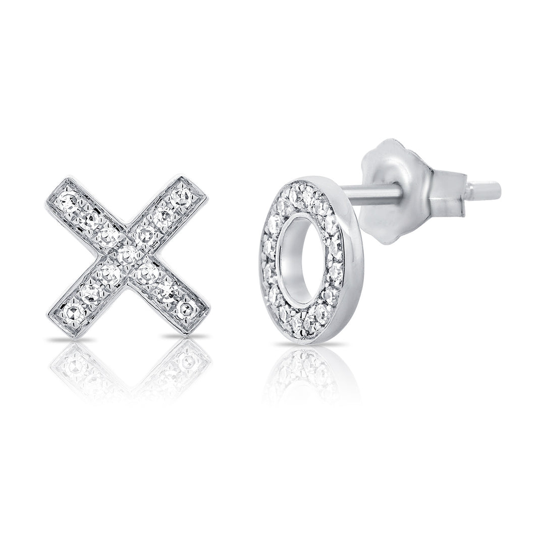 14k Gold & Diamond XO Diamond Mismatched Stud Earrings