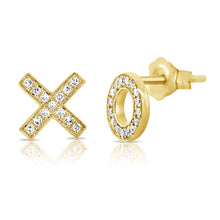 Load image into Gallery viewer, 14k Gold &amp; Diamond XO Diamond Mismatched Stud Earrings