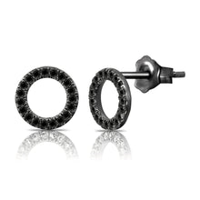 Load image into Gallery viewer, 14k Gold &amp; Diamond Open Circle Stud Earrings