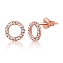Load image into Gallery viewer, 14k Gold &amp; Diamond Open Circle Stud Earrings