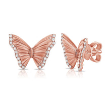 Load image into Gallery viewer, 14k Gold &amp; Diamond Butterfly Stud Earrings