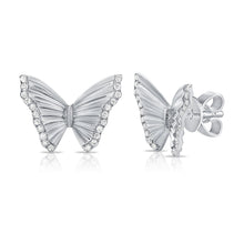 Load image into Gallery viewer, 14k Gold &amp; Diamond Butterfly Stud Earrings