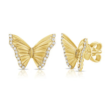 Load image into Gallery viewer, 14k Gold &amp; Diamond Butterfly Stud Earrings