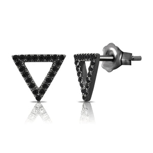 14k Gold & Diamond Open Triangle Stud Earrings