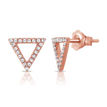 Load image into Gallery viewer, 14k Gold &amp; Diamond Open Triangle Stud Earrings