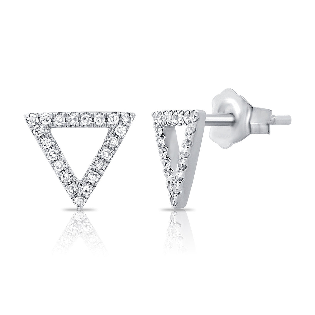 14k Gold & Diamond Open Triangle Stud Earrings