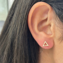 Load image into Gallery viewer, 14k Gold &amp; Diamond Open Triangle Stud Earrings