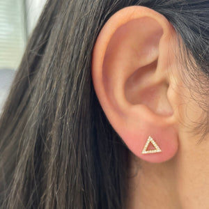 14k Gold & Diamond Open Triangle Stud Earrings