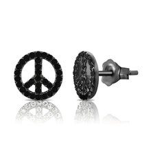 Load image into Gallery viewer, 14k Gold &amp; Diamond Peace Sign Stud Earrings