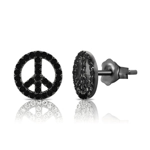 14k Gold & Diamond Peace Sign Stud Earrings