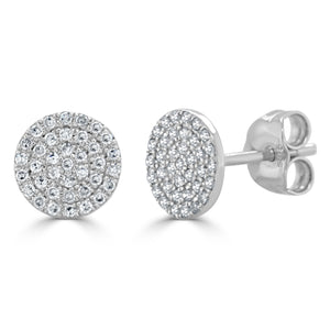 14k Gold & Diamond Disc Stud Earrings