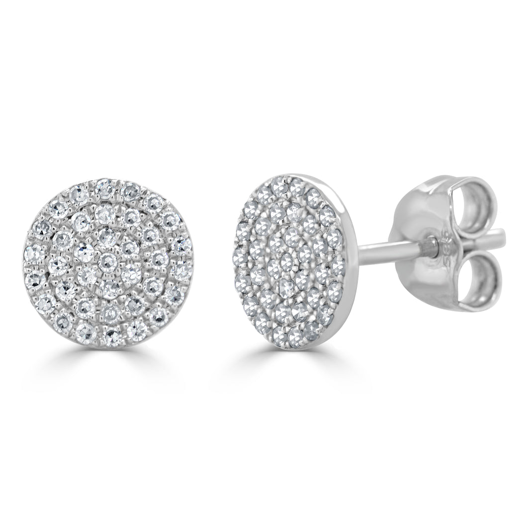 14k Gold & Diamond Disc Stud Earrings