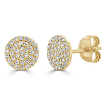 Load image into Gallery viewer, 14k Gold &amp; Diamond Disc Stud Earrings