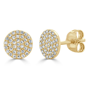 14k Gold & Diamond Disc Stud Earrings