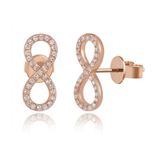 Load image into Gallery viewer, 14k Gold &amp; Diamond Infinity Stud Earrings
