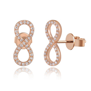 14k Gold & Diamond Infinity Stud Earrings