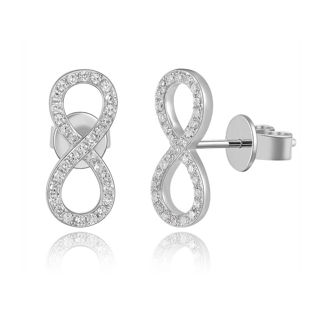 14k Gold & Diamond Infinity Stud Earrings
