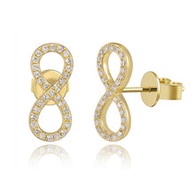 Load image into Gallery viewer, 14k Gold &amp; Diamond Infinity Stud Earrings
