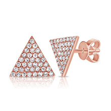 Load image into Gallery viewer, 14k Gold &amp; Diamond Triangle Stud Earrings