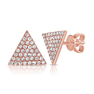 14k Gold & Diamond Triangle Stud Earrings