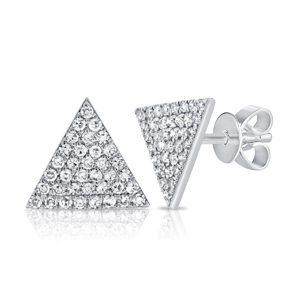 14k Gold & Diamond Triangle Stud Earrings