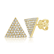 Load image into Gallery viewer, 14k Gold &amp; Diamond Triangle Stud Earrings