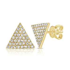 14k Gold & Diamond Triangle Stud Earrings