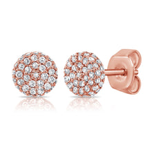 Load image into Gallery viewer, 14k Gold &amp; Diamond Circle Disc Stud Earrings