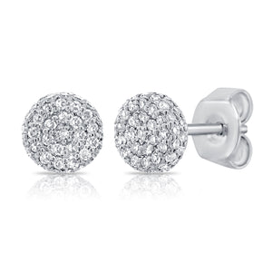 14k Gold & Diamond Circle Disc Stud Earrings