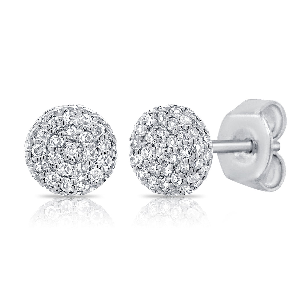 14k Gold & Diamond Circle Disc Stud Earrings